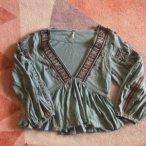 Free people Embroidered Boho top